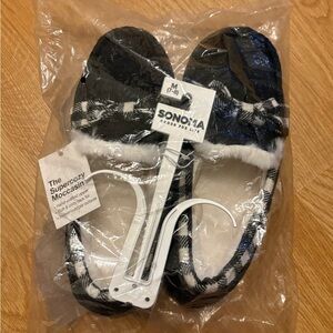 Sonoma Black and White Checkered Slippers Size  7 NWT